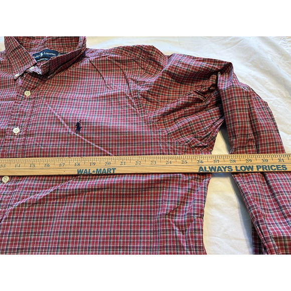 Ralph Lauren Classic Fit Red/Black Plaid w/Black Pony Button Up Shirt Size XXL - Picture 8 of 12